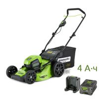 Аккумуляторная газонокосилка GreenWorks Pro 60V Max-Volt DigiPro 46 см, с АКБ 4 Ач и ЗУ
