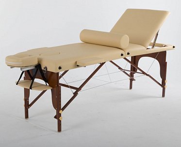 Складной массажный стол ErgoVita Master Plus бежевый, коричневые ноги ASK172518