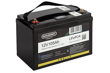 Литиевый тяговый аккумулятор Gelbert LiFePO4 (12V/105Ah/100А/1,260Wh) [ 6-EVF-100] Bluetooth 0000177
