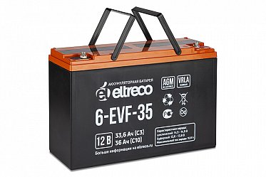 Тяговый аккумулятор ELTRECO 6-EVF-35 (12V35A/H C3) 24392